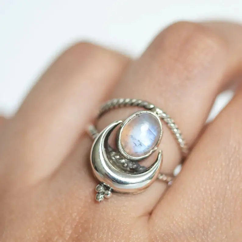 Boho Chic Moonstone Alloy Ring